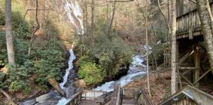 Dukes Creek Falls viewing platform in Georgia